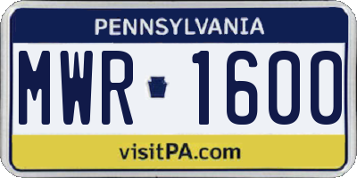 PA license plate MWR1600