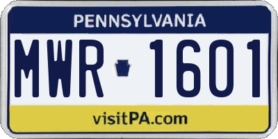 PA license plate MWR1601