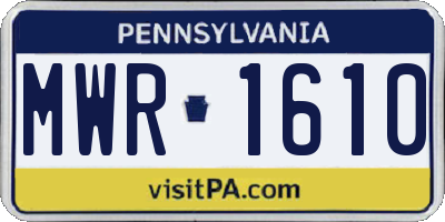 PA license plate MWR1610