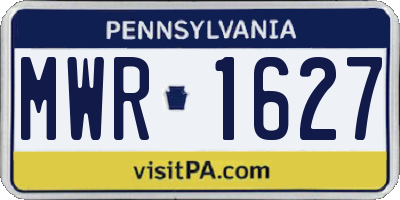 PA license plate MWR1627