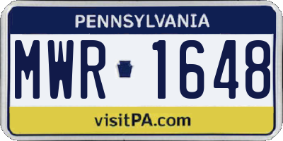 PA license plate MWR1648