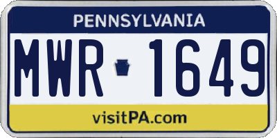 PA license plate MWR1649