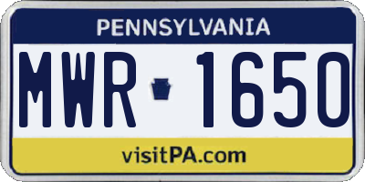 PA license plate MWR1650