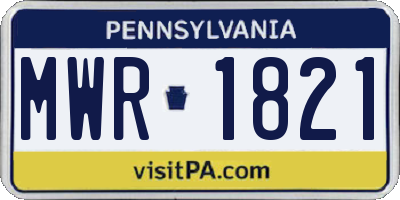 PA license plate MWR1821
