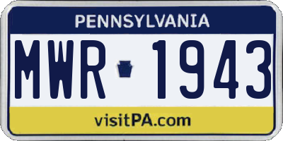 PA license plate MWR1943