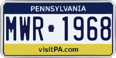 PA license plate MWR1968
