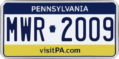 PA license plate MWR2009