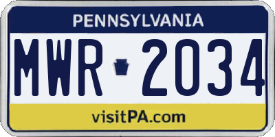 PA license plate MWR2034