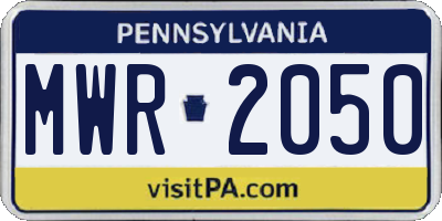 PA license plate MWR2050