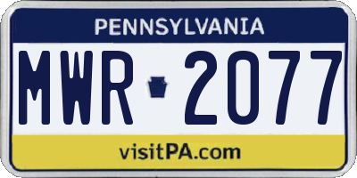 PA license plate MWR2077