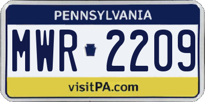 PA license plate MWR2209