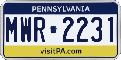 PA license plate MWR2231