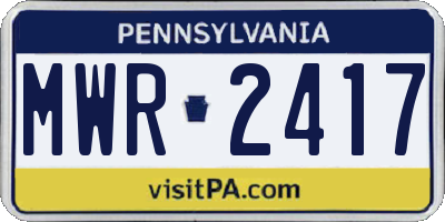 PA license plate MWR2417