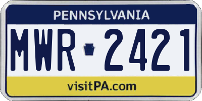 PA license plate MWR2421