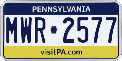 PA license plate MWR2577