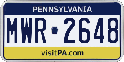 PA license plate MWR2648