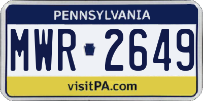 PA license plate MWR2649