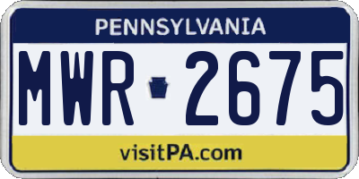 PA license plate MWR2675