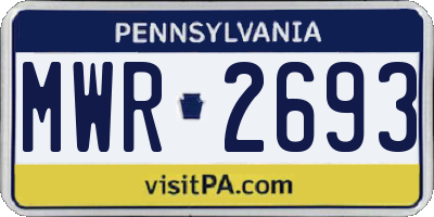 PA license plate MWR2693