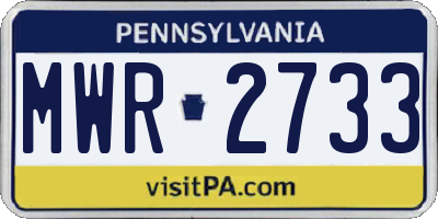 PA license plate MWR2733
