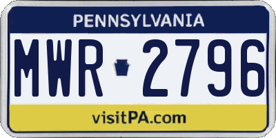 PA license plate MWR2796
