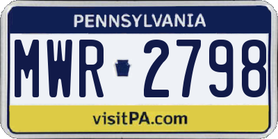 PA license plate MWR2798