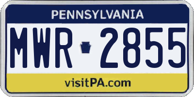 PA license plate MWR2855