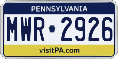 PA license plate MWR2926