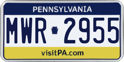 PA license plate MWR2955