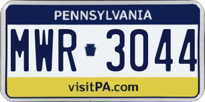 PA license plate MWR3044