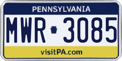 PA license plate MWR3085