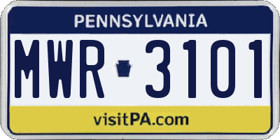 PA license plate MWR3101