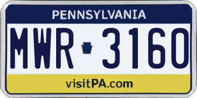 PA license plate MWR3160