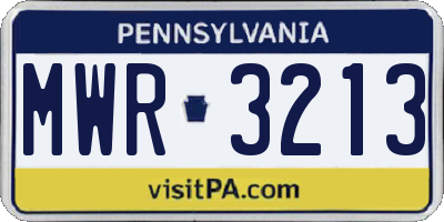 PA license plate MWR3213