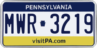 PA license plate MWR3219