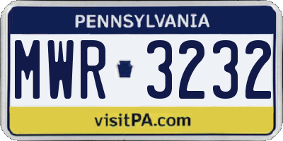 PA license plate MWR3232