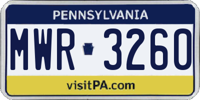 PA license plate MWR3260