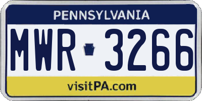 PA license plate MWR3266