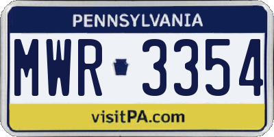 PA license plate MWR3354