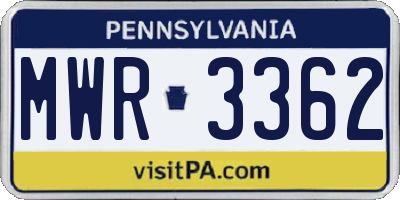 PA license plate MWR3362