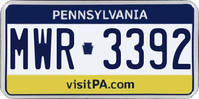 PA license plate MWR3392