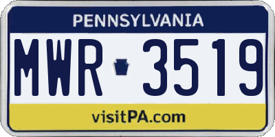PA license plate MWR3519