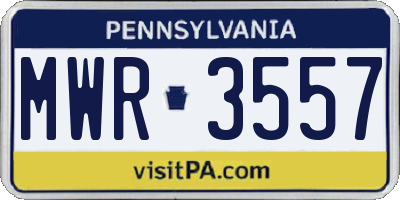 PA license plate MWR3557