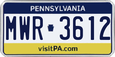 PA license plate MWR3612