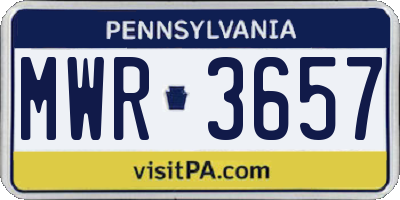 PA license plate MWR3657