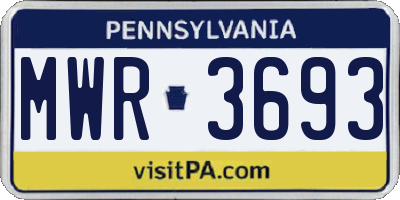 PA license plate MWR3693