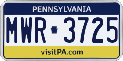 PA license plate MWR3725