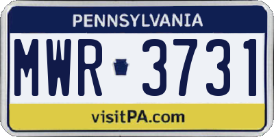 PA license plate MWR3731