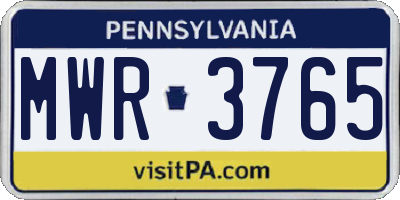 PA license plate MWR3765