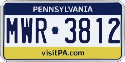 PA license plate MWR3812